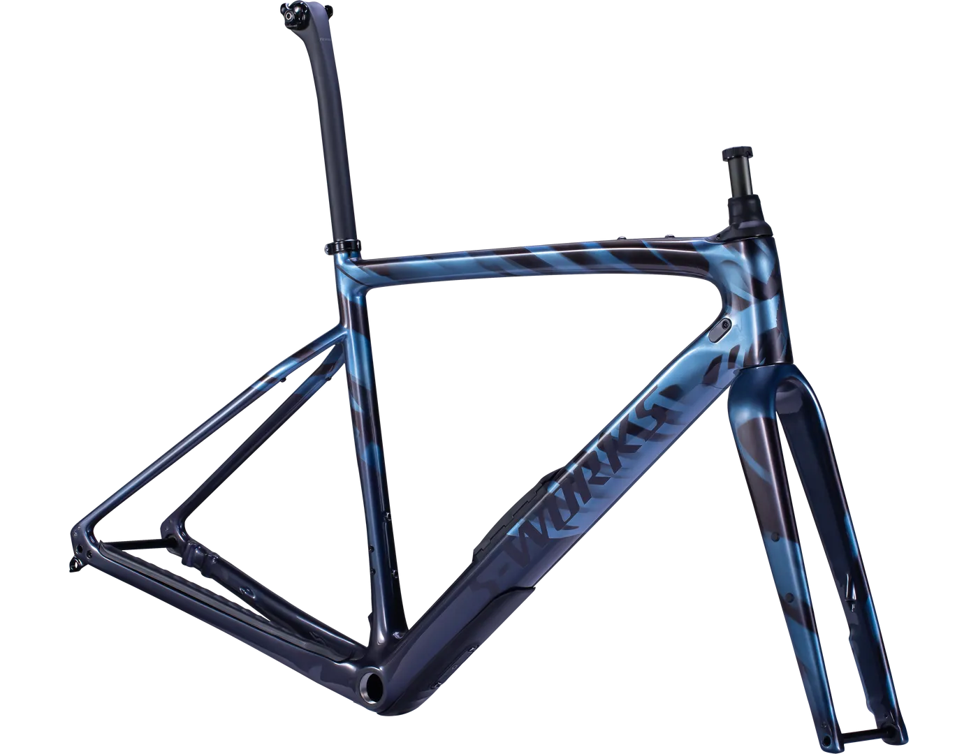 2022 Specialized S-Works Diverge Carbon Gravel Frameset - 61cm, Gloss Light Silver/Dream Silver/Dusty Blue/Wild