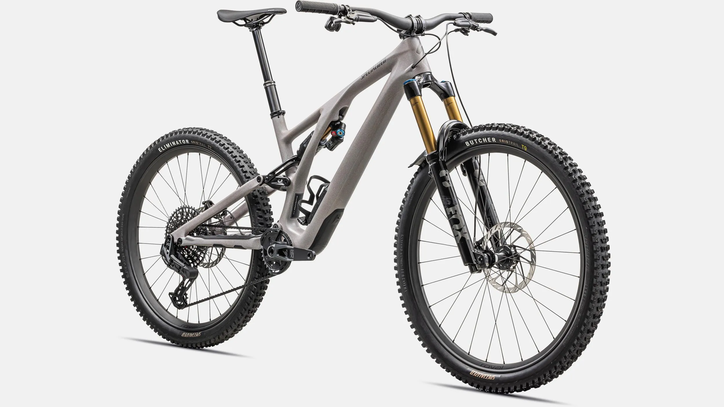 2024 Specialized Stumpjumper Evo Pro 29" Carbon Mountain Bike - S1, SATIN DUNE WHITE / DOVE GREY / COOL GREY / AMBER GLOW / SMOKE