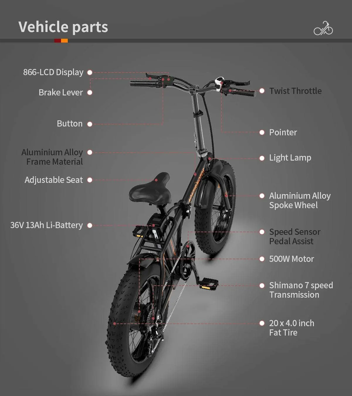 Aostirmotor Fat Tire Folding Electric Bike A20 [36v 500w]