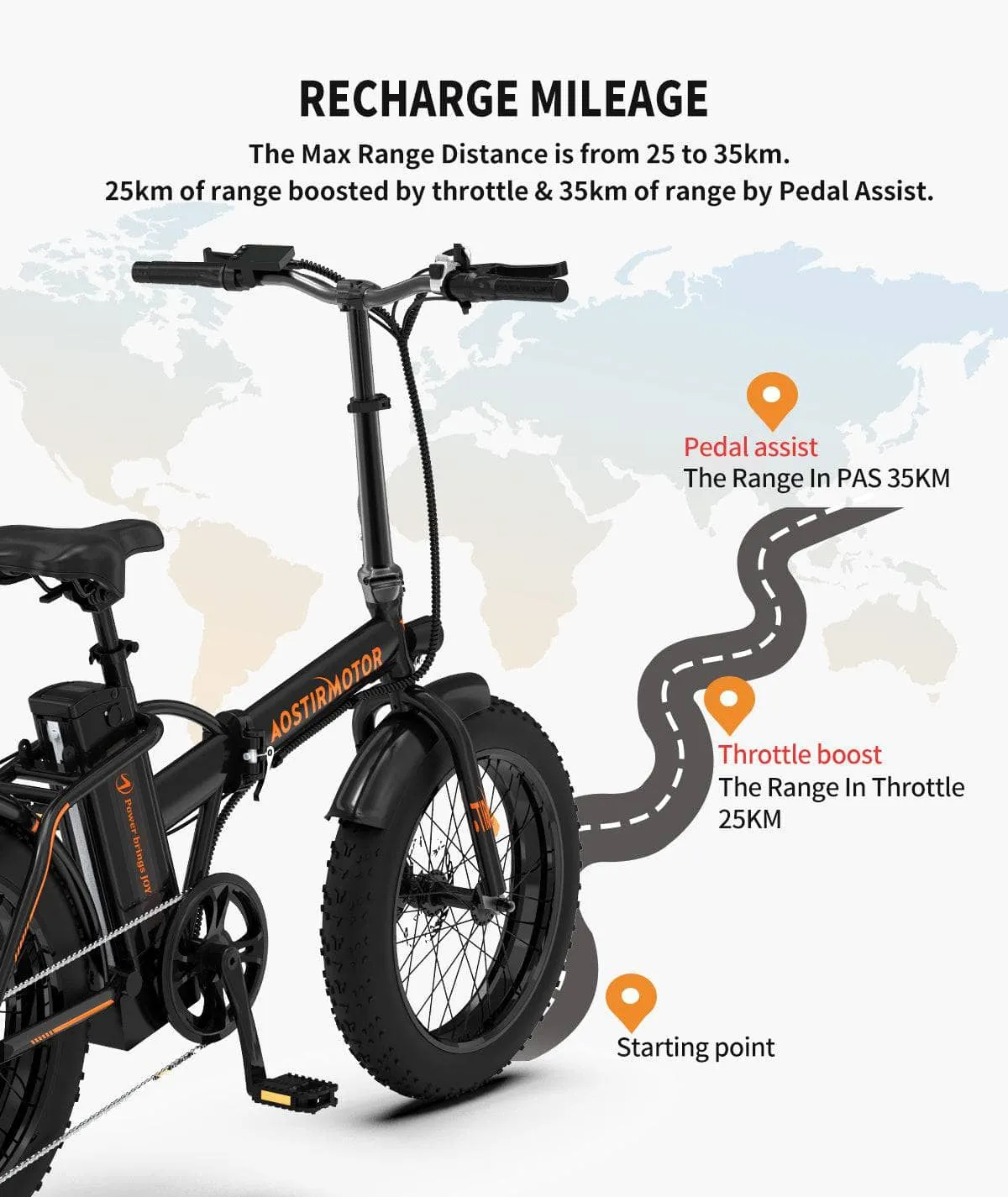 Aostirmotor Fat Tire Folding Electric Bike A20 [36v 500w]