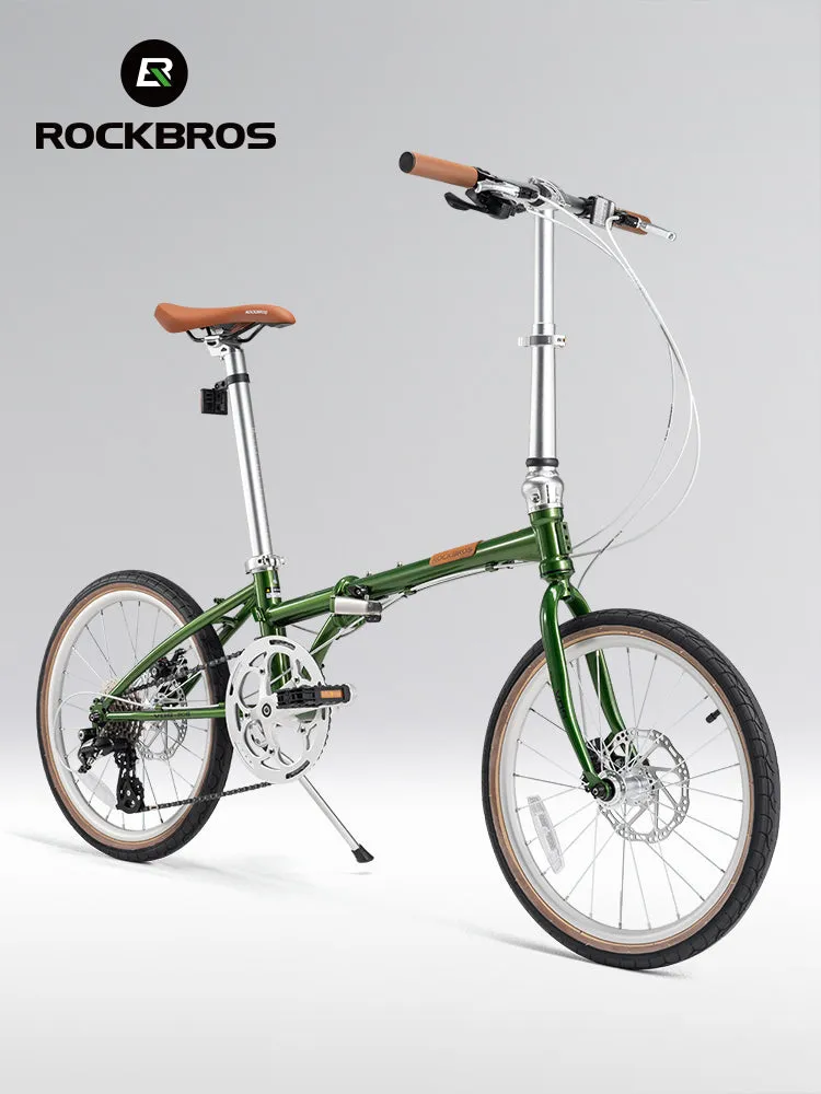 ROCKBROS 20-inch Folding Bike with Shimano 8-Speed with Wire-Drawn Disc Brakes