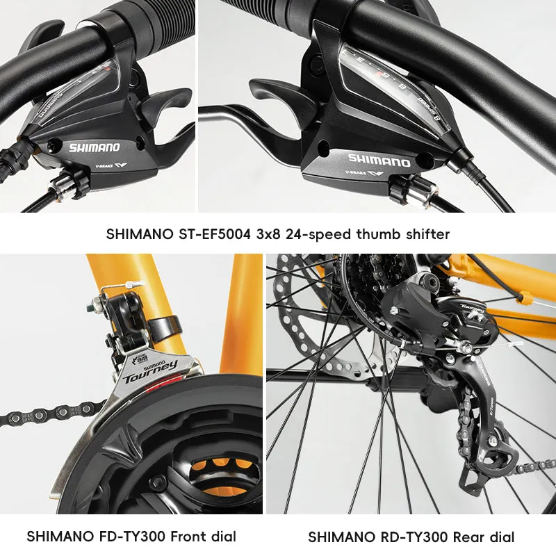 ROCKBROS 26'' Folding Mountain Bike 8 speed Dual C-Brake Aluminum Frame Adjustable City Bicycle 11-32T