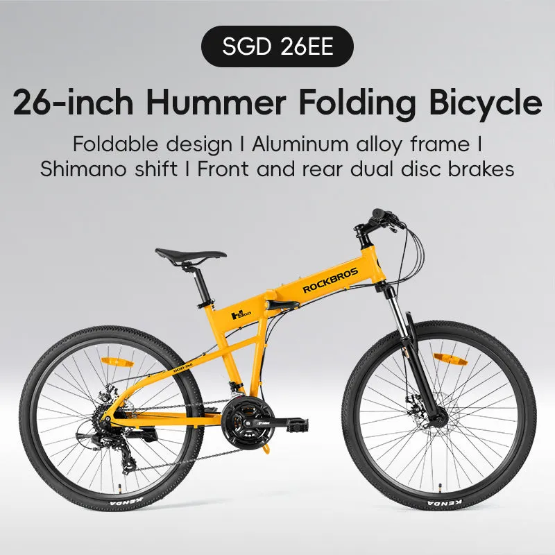 ROCKBROS 26'' Folding Mountain Bike 8 speed Dual C-Brake Aluminum Frame Adjustable City Bicycle 11-32T