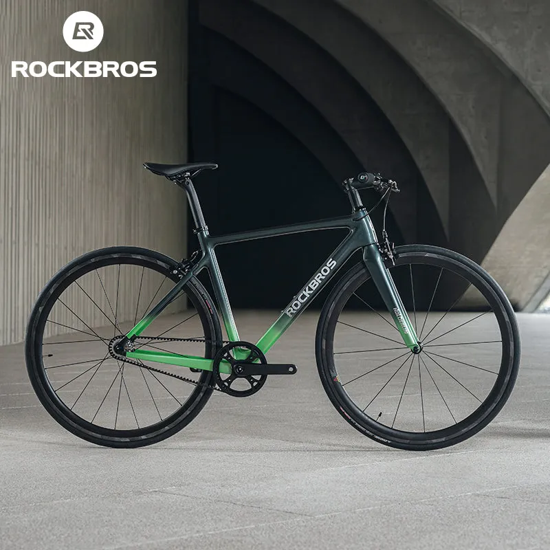 ROCKBROS T700 Carbon Fiber Aerodynamic Flat Road Bike  V-brake Leisure City Bike Green Black