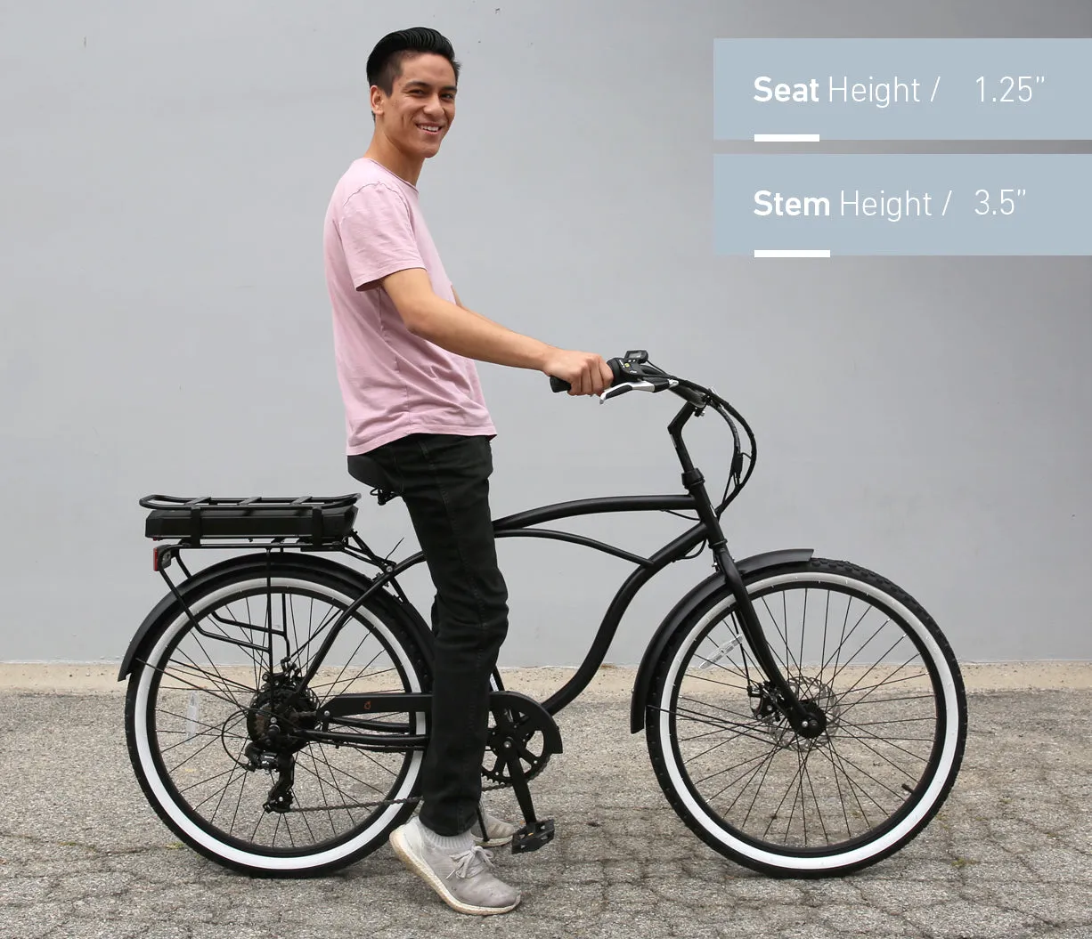 sixthreezero Around The Block Men's 26" 250W 7 Speed Electric Beach Cruiser Bicycle