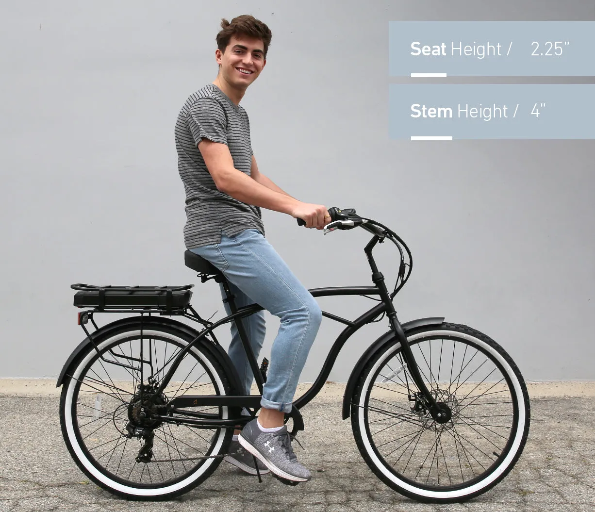sixthreezero Around The Block Men's 26" 250W 7 Speed Electric Beach Cruiser Bicycle