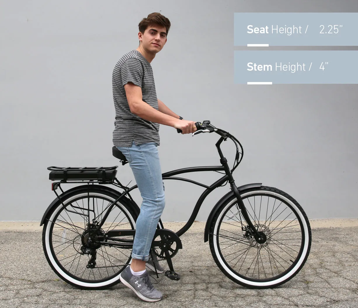 sixthreezero Around the Block Men's 26" 500W 7 Speed Electric Beach Cruiser Bicycle