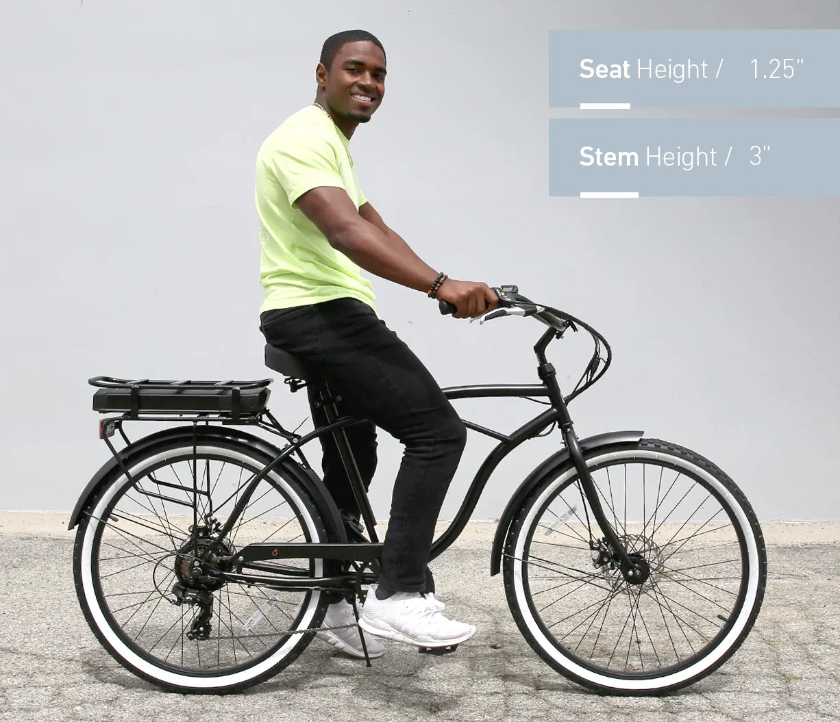 sixthreezero Around the Block Men's 26" 500W 7 Speed Electric Beach Cruiser Bicycle