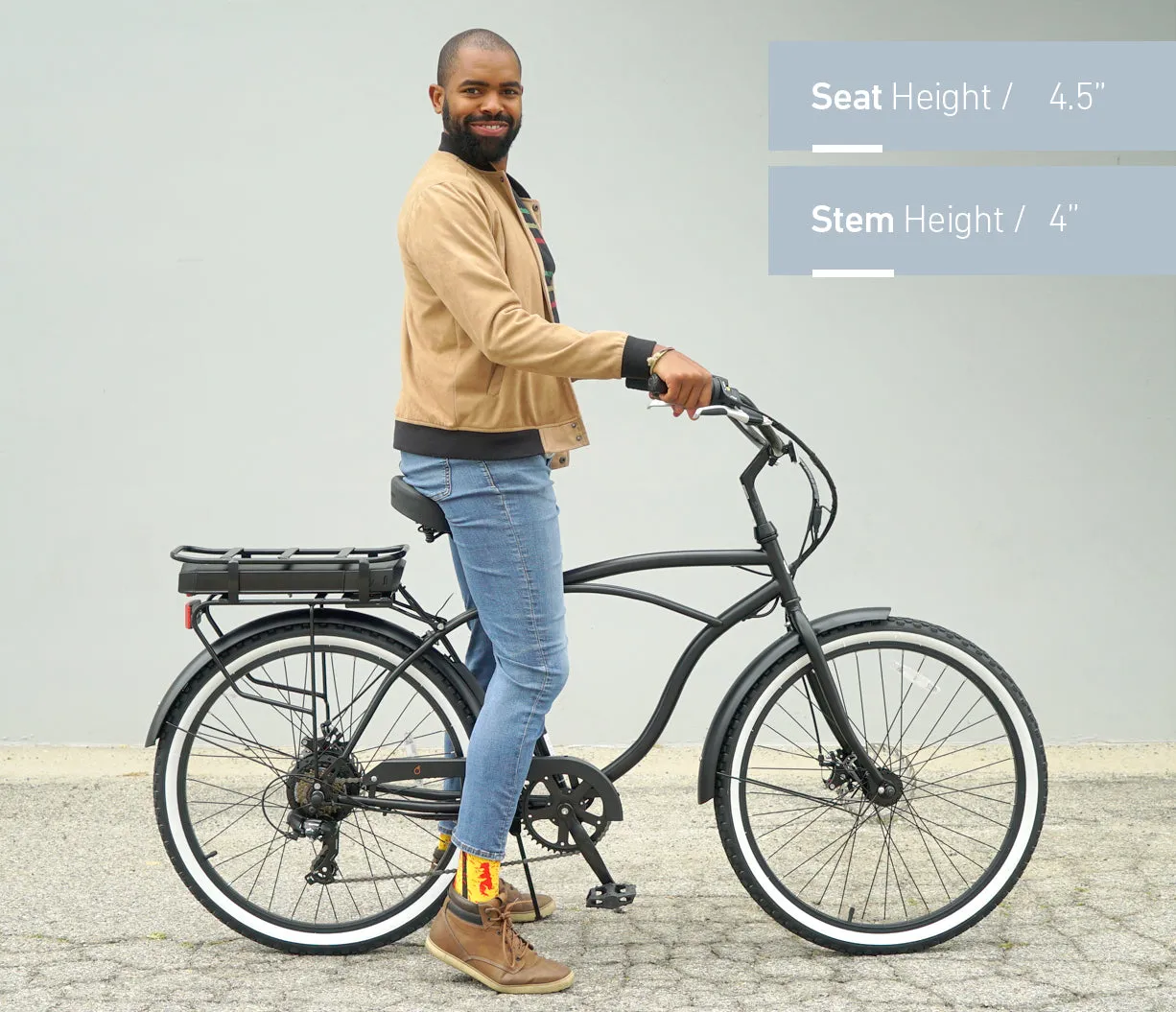 sixthreezero Around the Block Men's 26" 500W 7 Speed Electric Beach Cruiser Bicycle