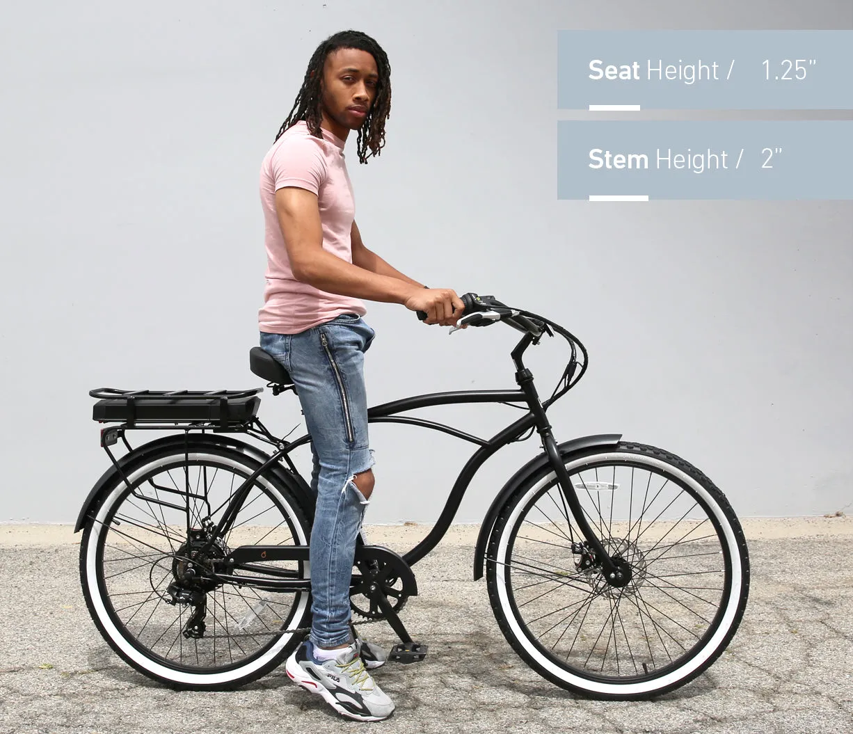 sixthreezero Around the Block Men's 26" 500W 7 Speed Electric Beach Cruiser Bicycle