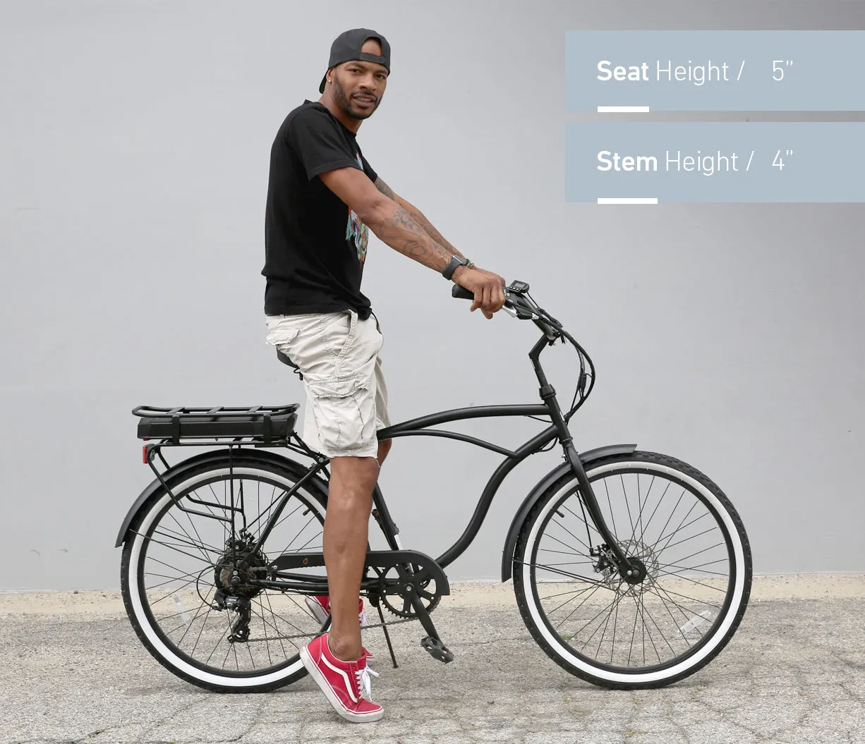 sixthreezero Around the Block Men's 26" 500W 7 Speed Electric Beach Cruiser Bicycle