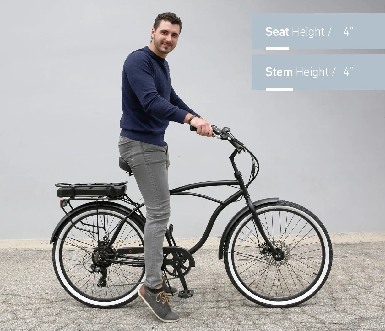 sixthreezero Around the Block Men's 26" 500W 7 Speed Electric Beach Cruiser Bicycle