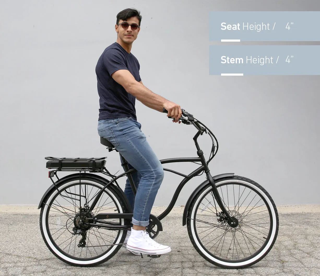 sixthreezero Around the Block Men's 26" 500W 7 Speed Electric Beach Cruiser Bicycle