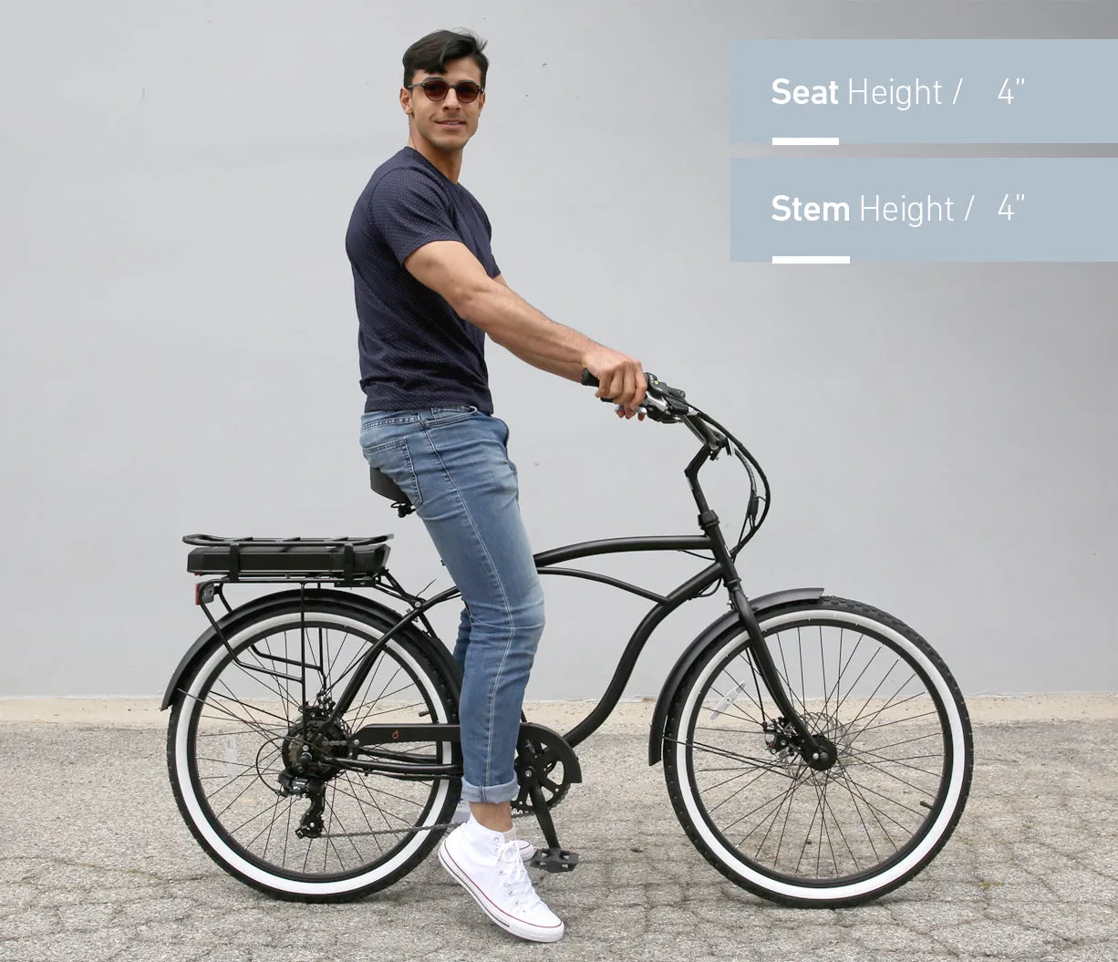sixthreezero Around the Block Men's 26" 500W 7 Speed Electric Beach Cruiser Bicycle