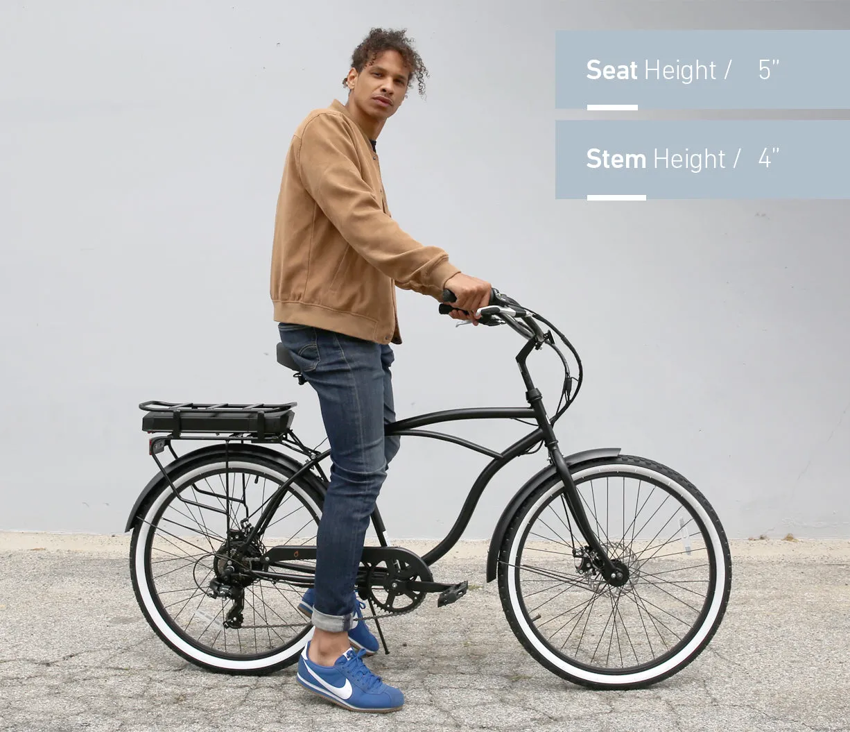 sixthreezero Around the Block Men's 26" 500W 7 Speed Electric Beach Cruiser Bicycle