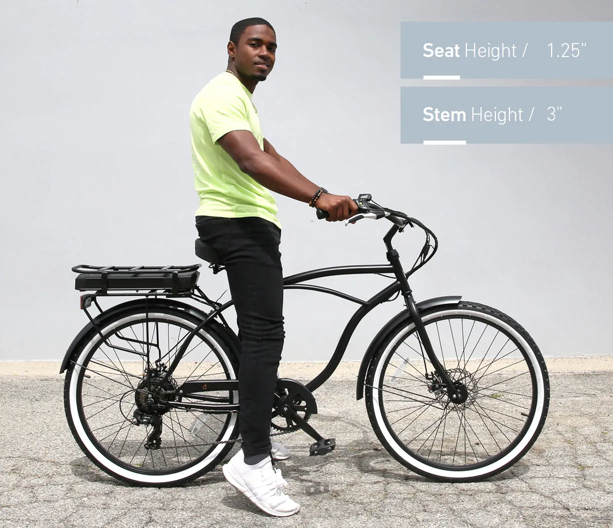 sixthreezero Around the Block Men's 26" 500W 7 Speed Electric Beach Cruiser Bicycle