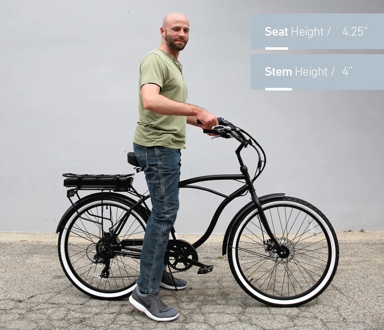 sixthreezero Around the Block Men's 26" 500W 7 Speed Electric Beach Cruiser Bicycle
