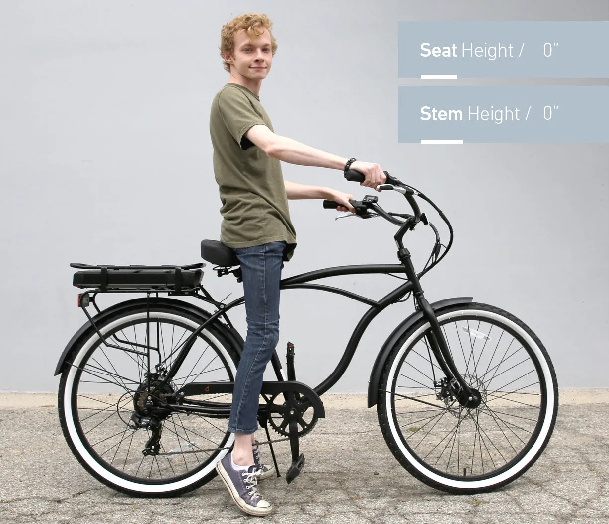 sixthreezero Around the Block Men's 26" 500W 7 Speed Electric Beach Cruiser Bicycle
