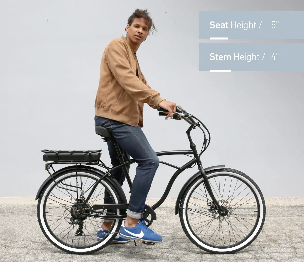 sixthreezero Around the Block Men's 26" 500W 7 Speed Electric Beach Cruiser Bicycle