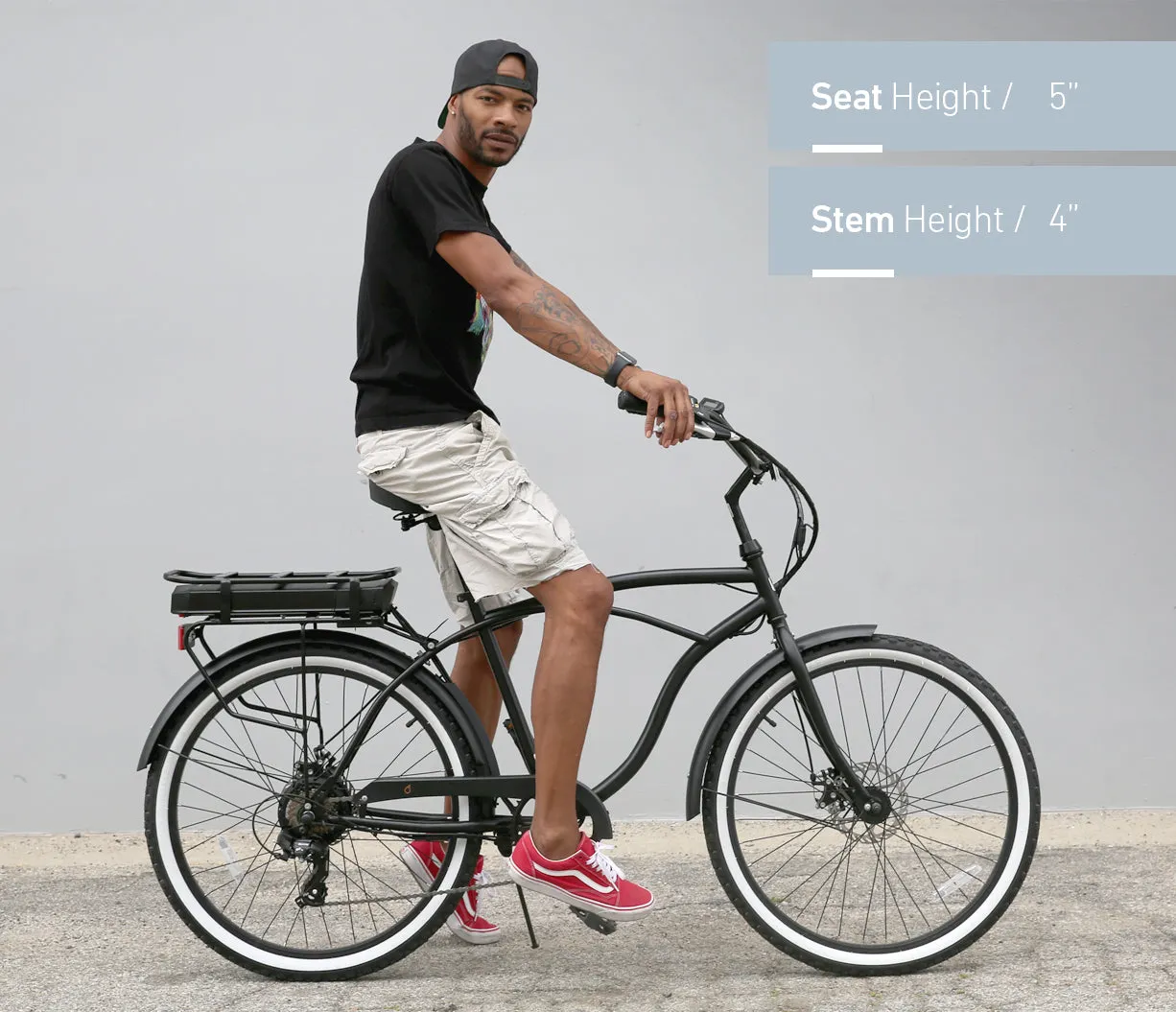 sixthreezero Around the Block Men's 26" 500W 7 Speed Electric Beach Cruiser Bicycle