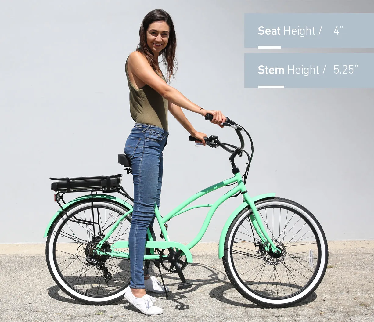sixthreezero Around the Block Women's 26" 500W 7 Speed Electric Beach Cruiser Bicycle