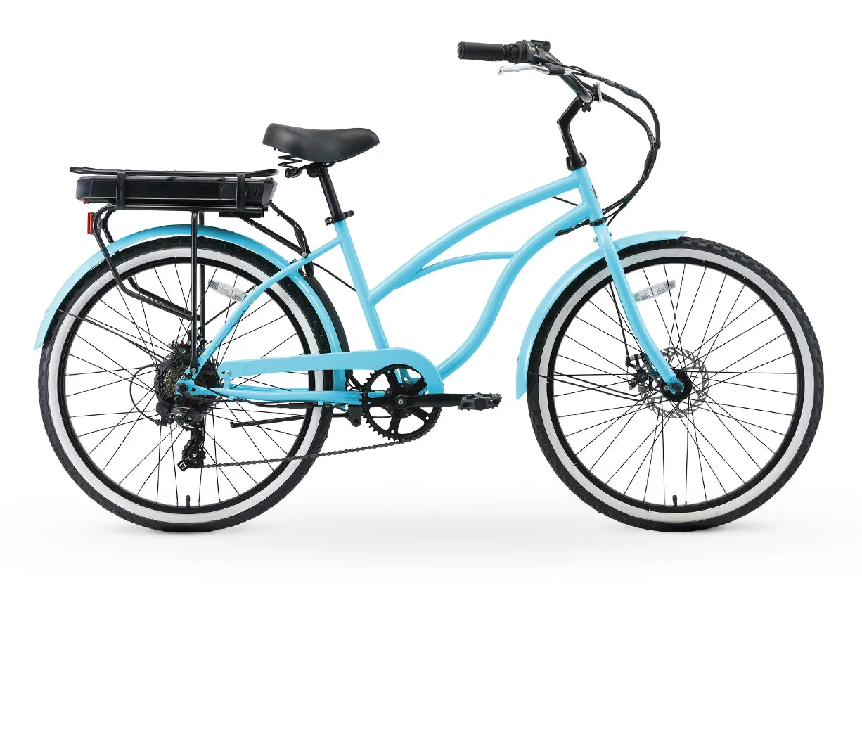 sixthreezero Around the Block Women's 26" 500W 7 Speed Electric Beach Cruiser Bicycle