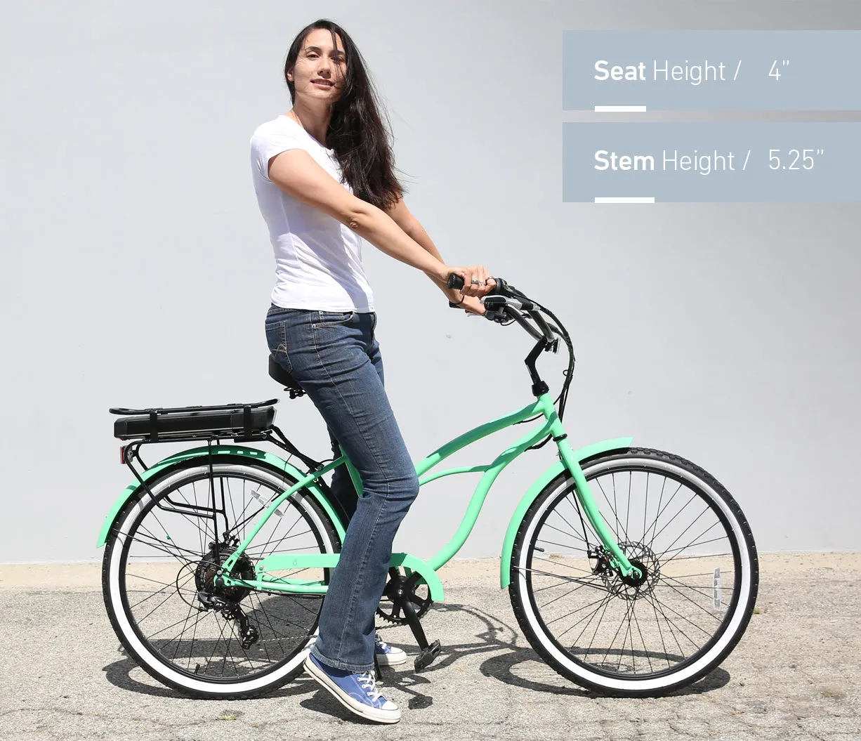 sixthreezero Around the Block Women's 26" 500W 7 Speed Electric Beach Cruiser Bicycle