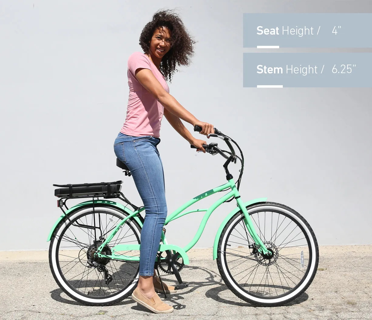 sixthreezero Around the Block Women's 26" 500W 7 Speed Electric Beach Cruiser Bicycle
