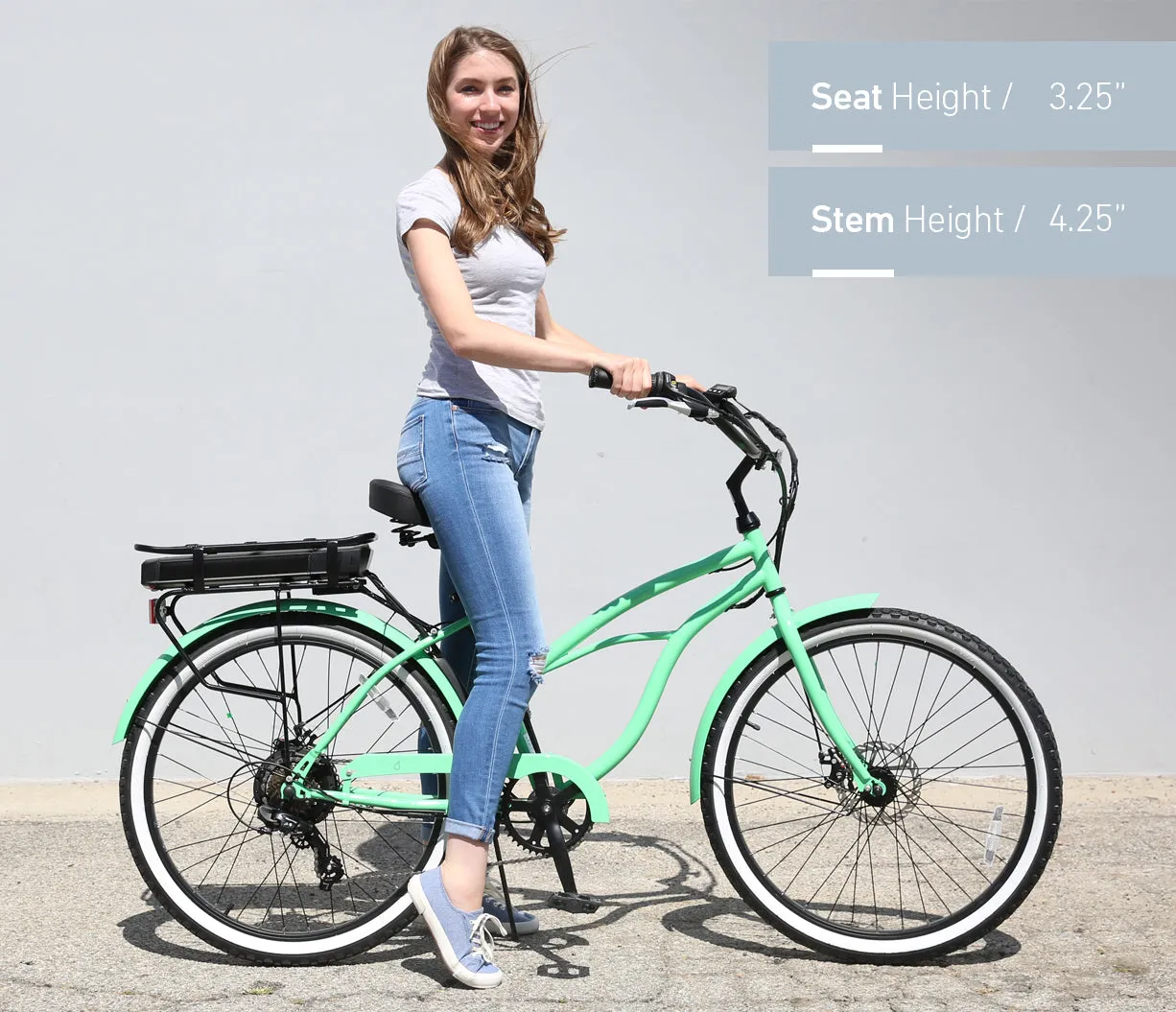 sixthreezero Around the Block Women's 26" 500W 7 Speed Electric Beach Cruiser Bicycle