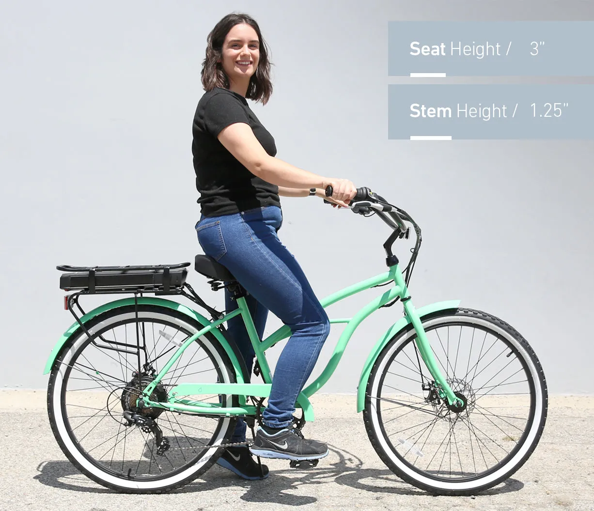 sixthreezero Around the Block Women's 26" 500W 7 Speed Electric Beach Cruiser Bicycle