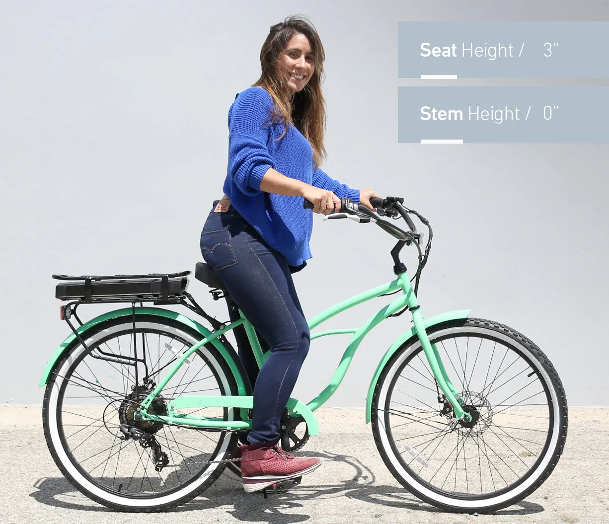 sixthreezero Around the Block Women's 26" 500W 7 Speed Electric Beach Cruiser Bicycle