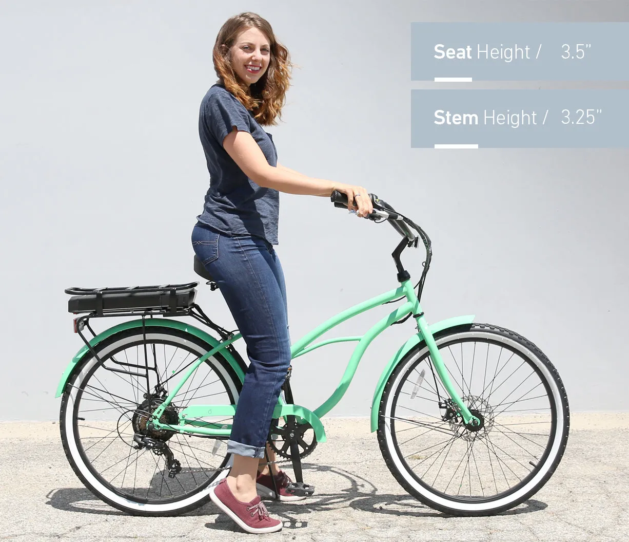 sixthreezero Around the Block Women's 26" 500W 7 Speed Electric Beach Cruiser Bicycle