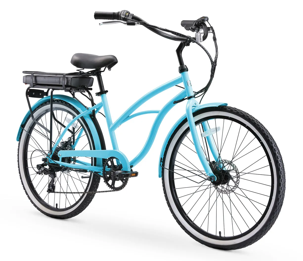 sixthreezero Around the Block Women's 26" 500W 7 Speed Electric Beach Cruiser Bicycle