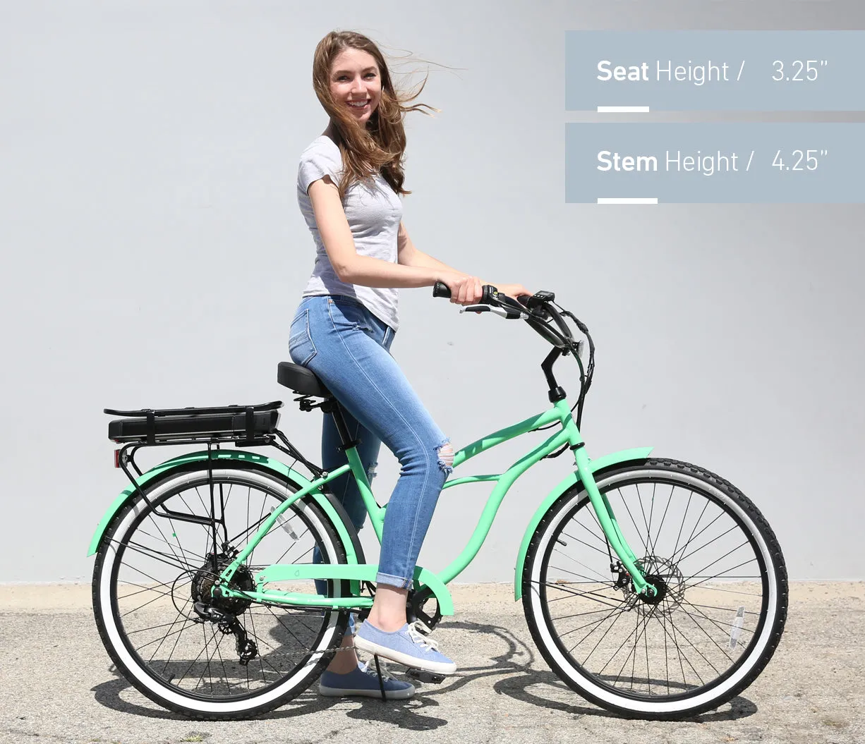 sixthreezero Around the Block Women's 26" 500W 7 Speed Electric Beach Cruiser Bicycle