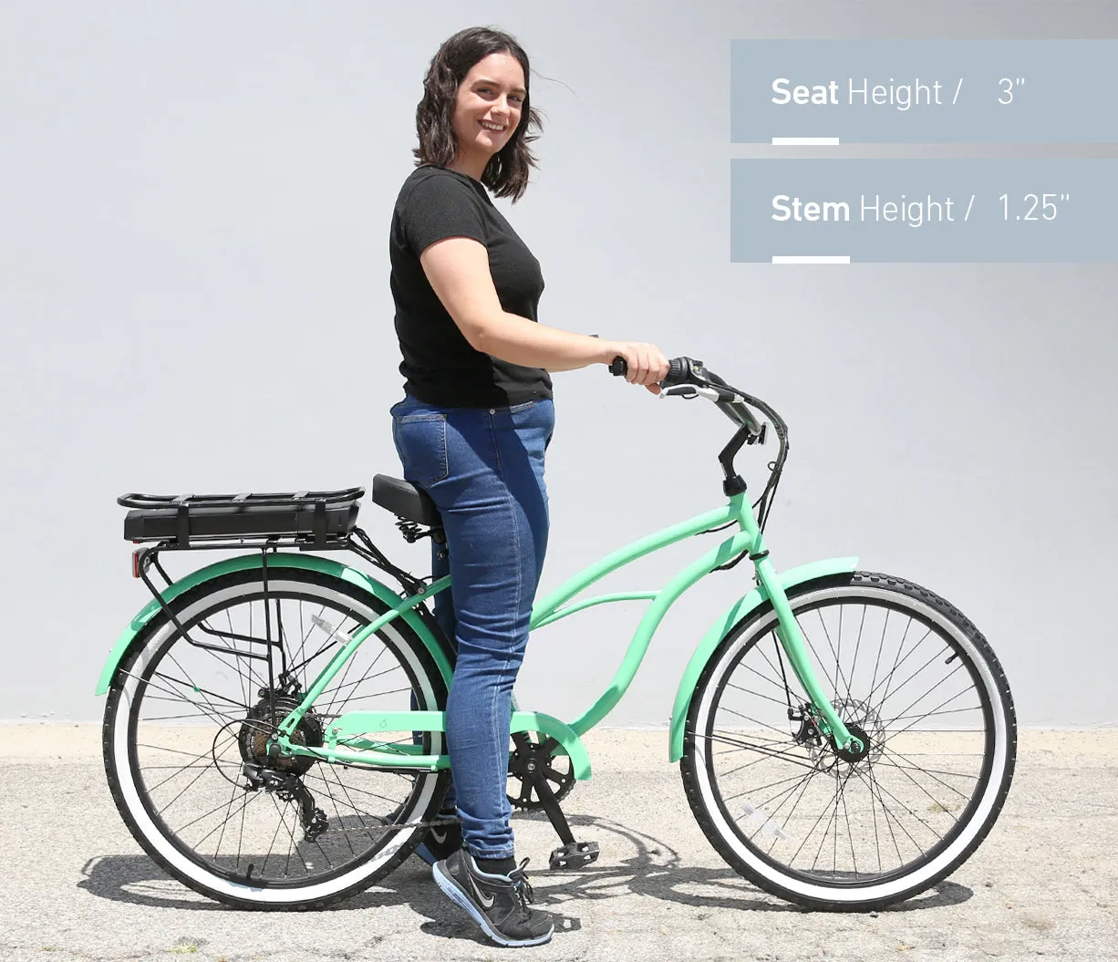 sixthreezero Around the Block Women's 26" 500W 7 Speed Electric Beach Cruiser Bicycle