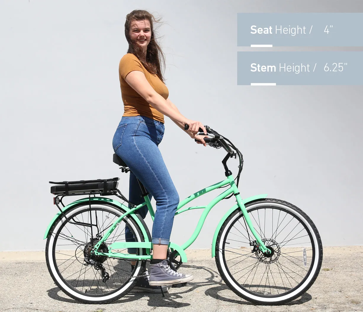 sixthreezero Around the Block Women's 26" 500W 7 Speed Electric Beach Cruiser Bicycle
