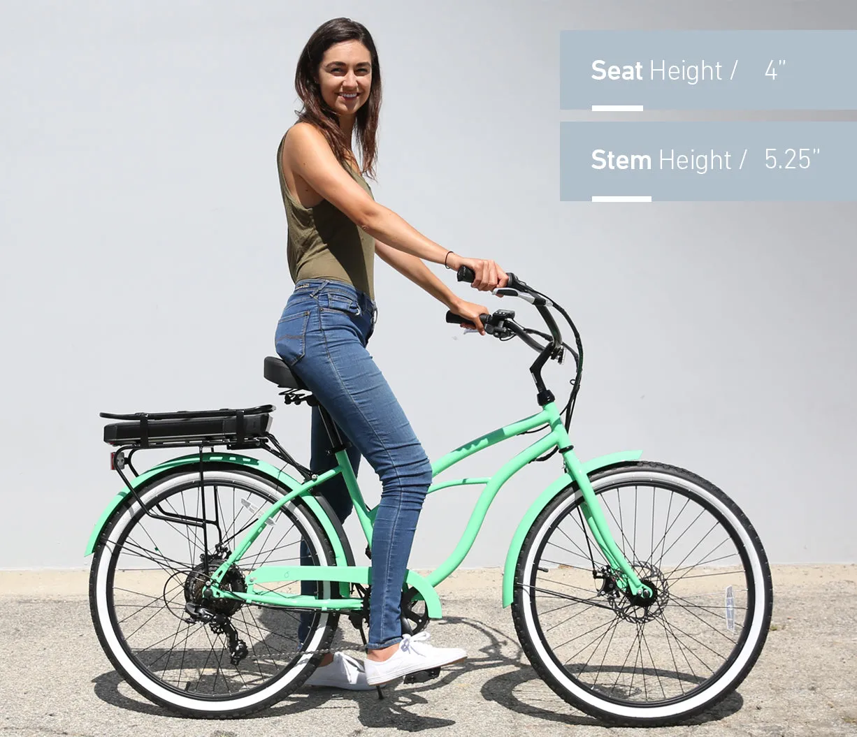 sixthreezero Around the Block Women's 26" 500W 7 Speed Electric Beach Cruiser Bicycle