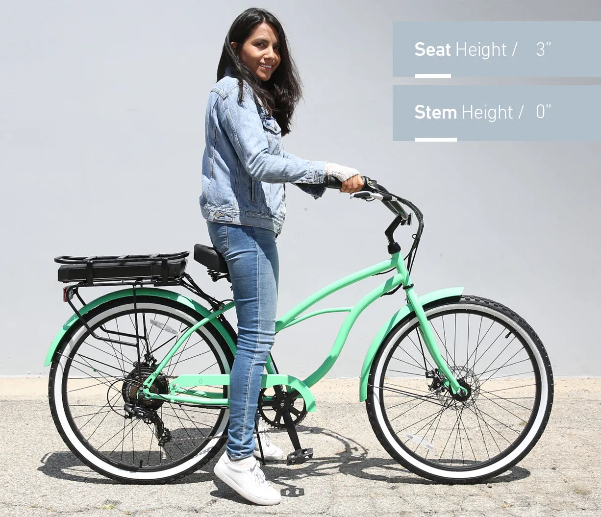 sixthreezero Around the Block Women's 26" 500W 7 Speed Electric Beach Cruiser Bicycle