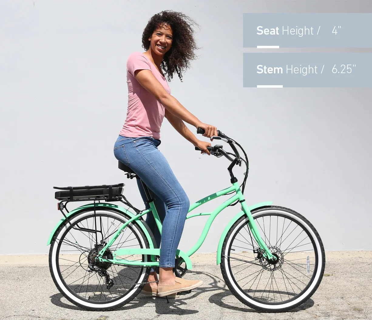 sixthreezero Around the Block Women's 26" 500W 7 Speed Electric Beach Cruiser Bicycle
