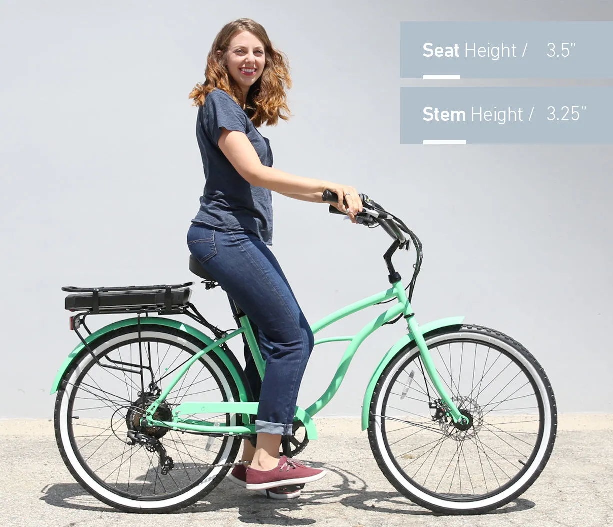 sixthreezero Around the Block Women's 26" 500W 7 Speed Electric Beach Cruiser Bicycle