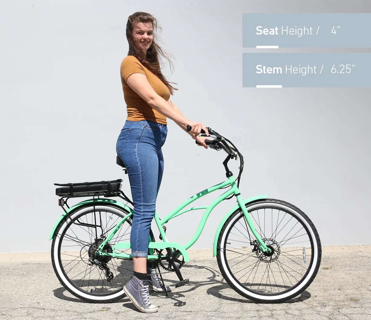 sixthreezero Around the Block Women's 26" 500W 7 Speed Electric Beach Cruiser Bicycle