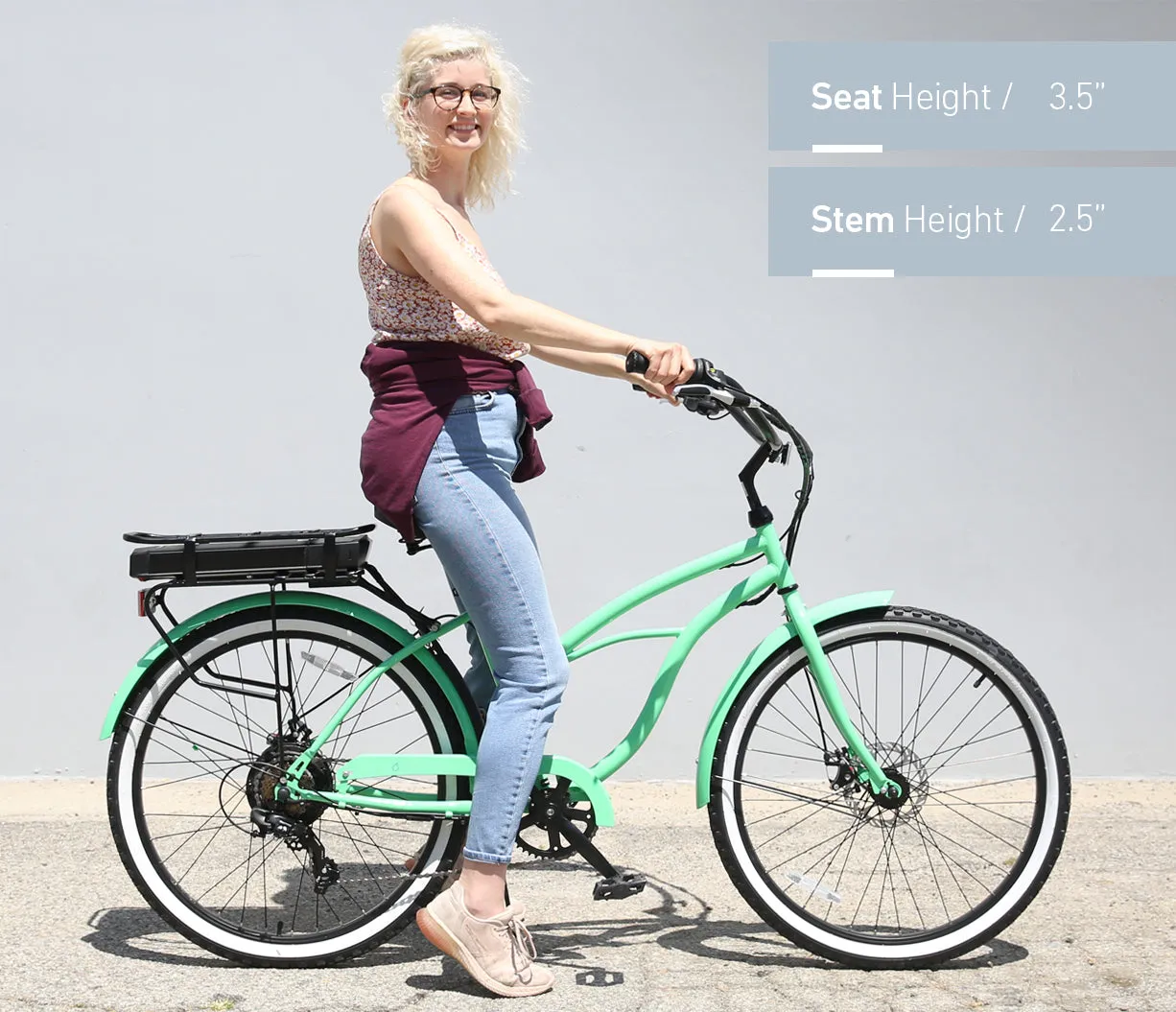 sixthreezero Around the Block Women's 26" 500W 7 Speed Electric Beach Cruiser Bicycle