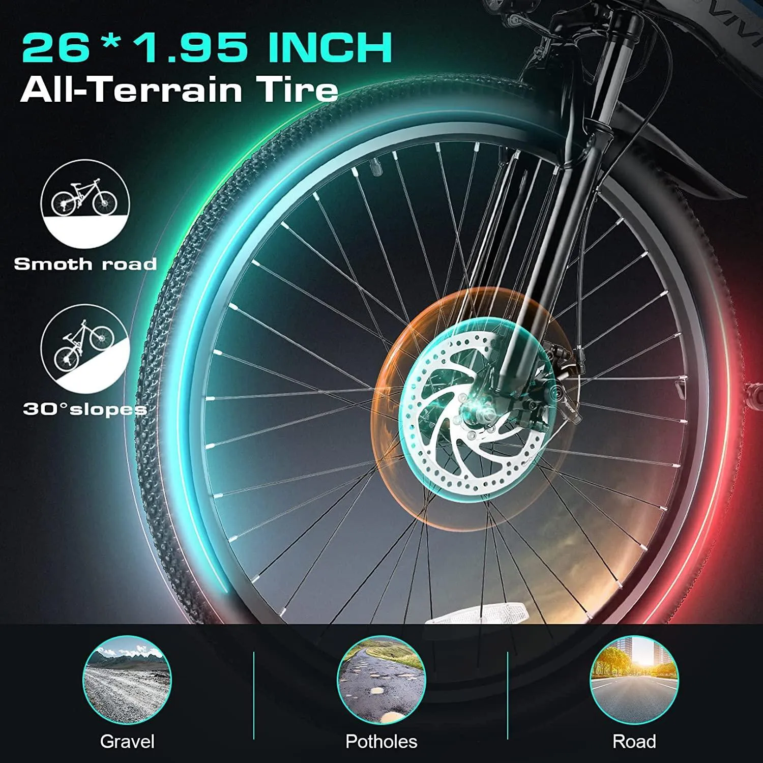 VIVI M026TGBUL Electric Bike Softail Folding Electric Mountain Bike UL2849 Certified
