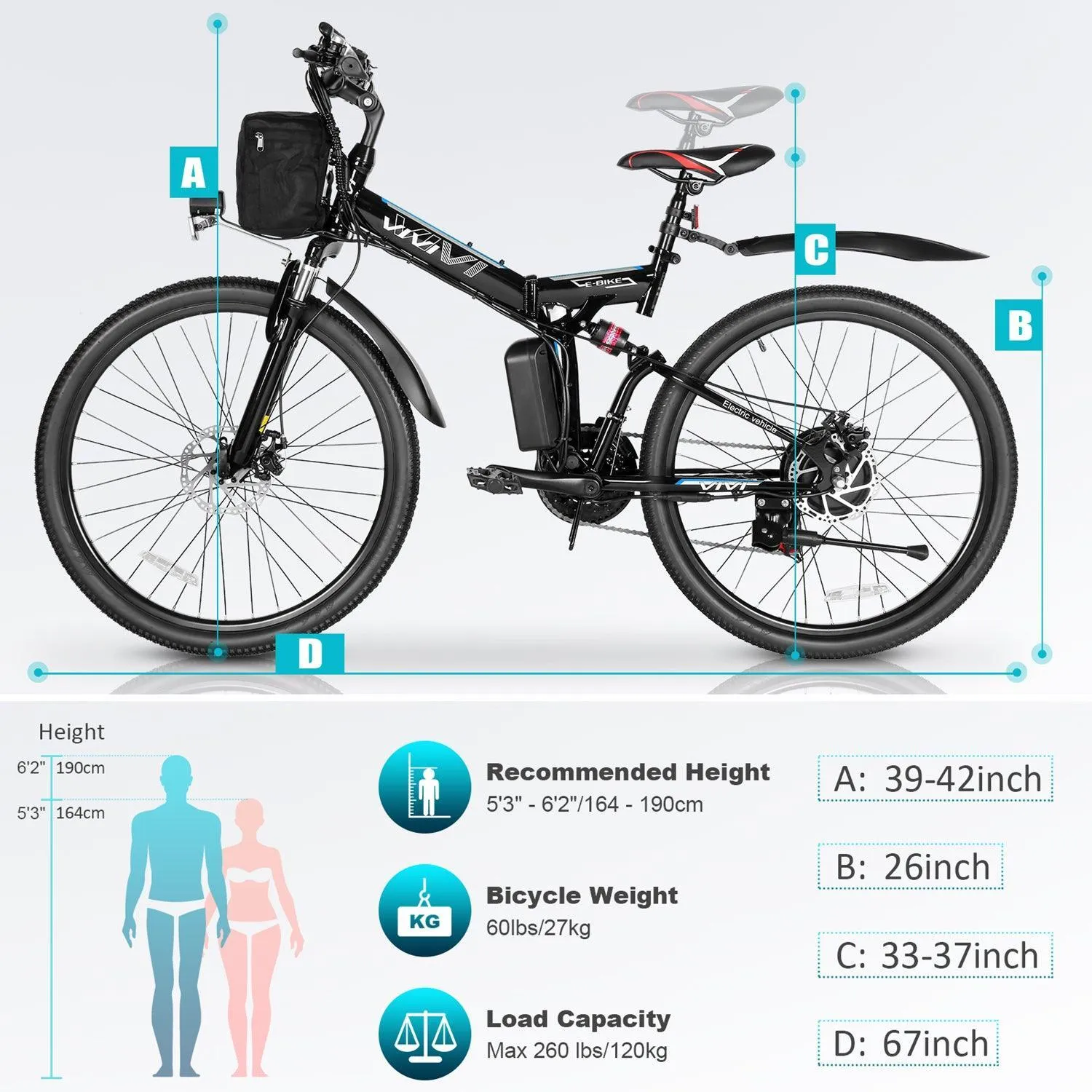 VIVI M026TGBUL Electric Bike Softail Folding Electric Mountain Bike UL2849 Certified